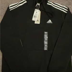 Adidas Men's Black Hoodie with White Stripes BRAND NEW WITH TAGS